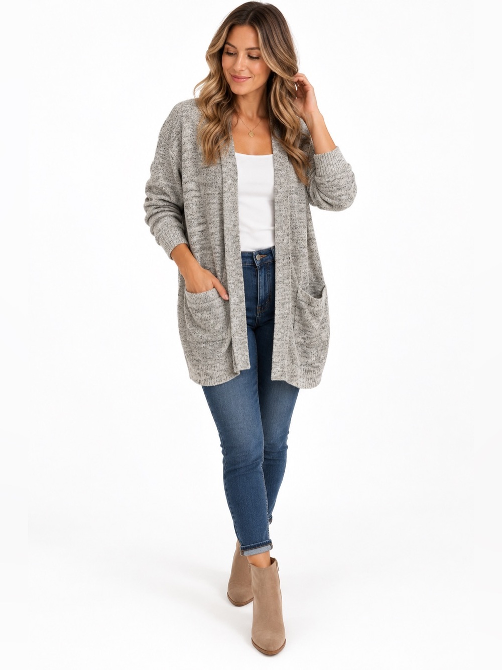 Abercrombie & Fitch Gray 100% Cotton Oversize Open Front Cardigan Sweater Medium